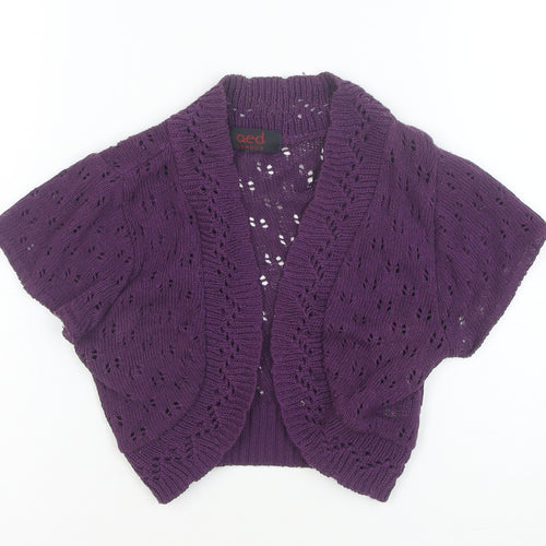 QED London Women's Purple Open Knit Short Sleeve Cardigan Size 10