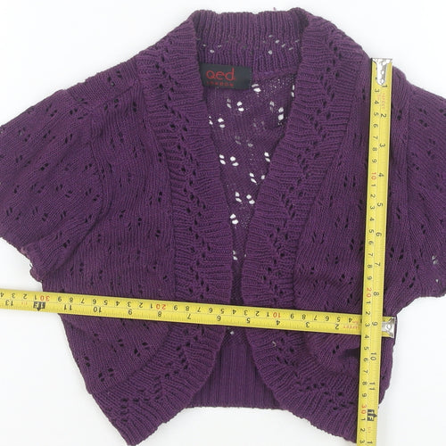 QED London Women's Purple Open Knit Short Sleeve Cardigan Size 10