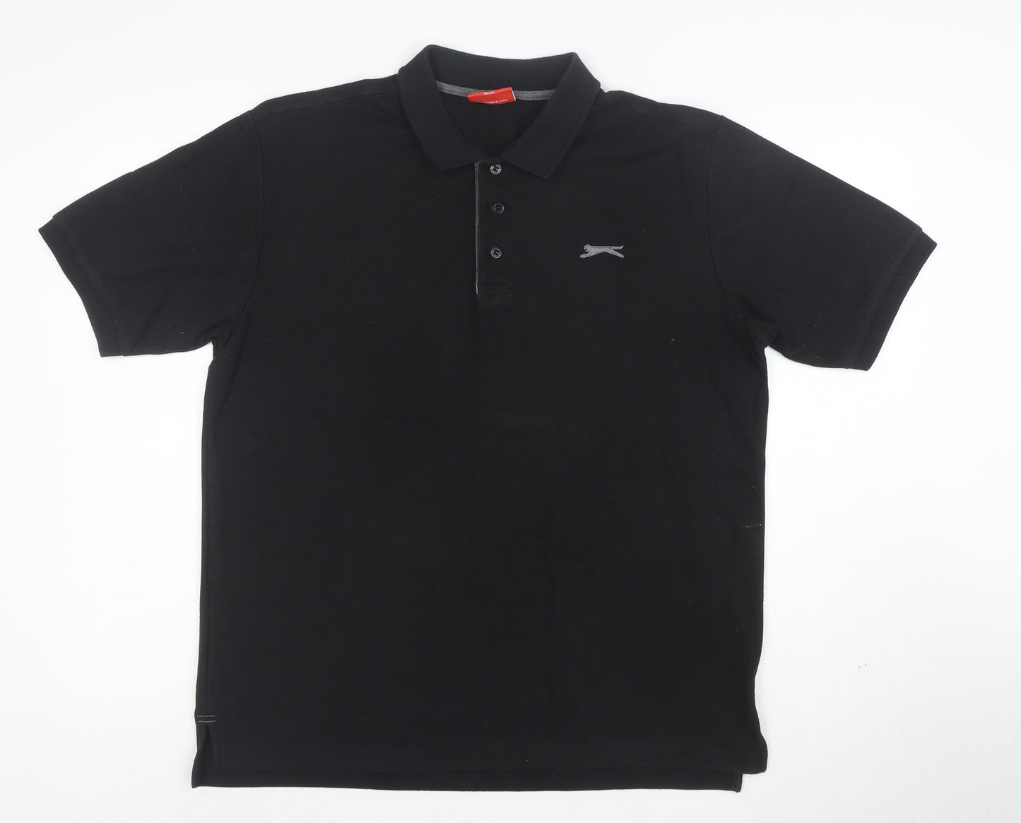 Slazenger Men's Black Cotton Polo Shirt Size L Short Sleeve