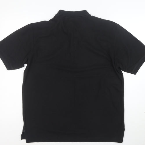 Slazenger Men's Black Cotton Polo Shirt Size L Short Sleeve