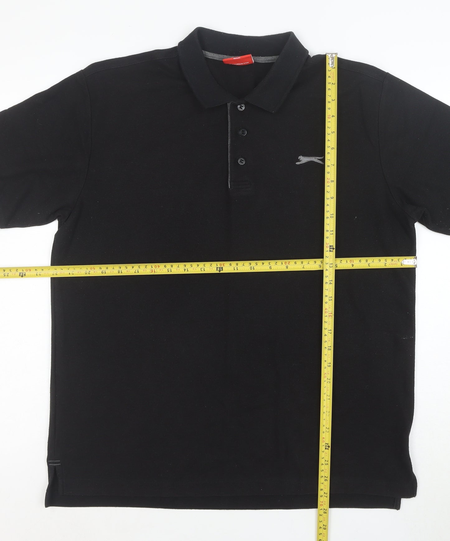 Slazenger Men's Black Cotton Polo Shirt Size L Short Sleeve