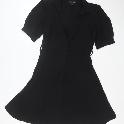New Look Women's Black Size 8 Fit & Flare Knee Length Dress