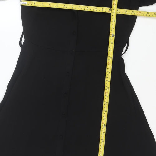 New Look Women's Black Size 8 Fit & Flare Knee Length Dress