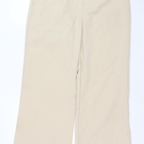 PrettyLittleThing Women’s Beige Wide-Leg Polyester Trousers Size 10