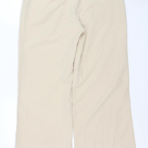 PrettyLittleThing Women’s Beige Wide-Leg Polyester Trousers Size 10