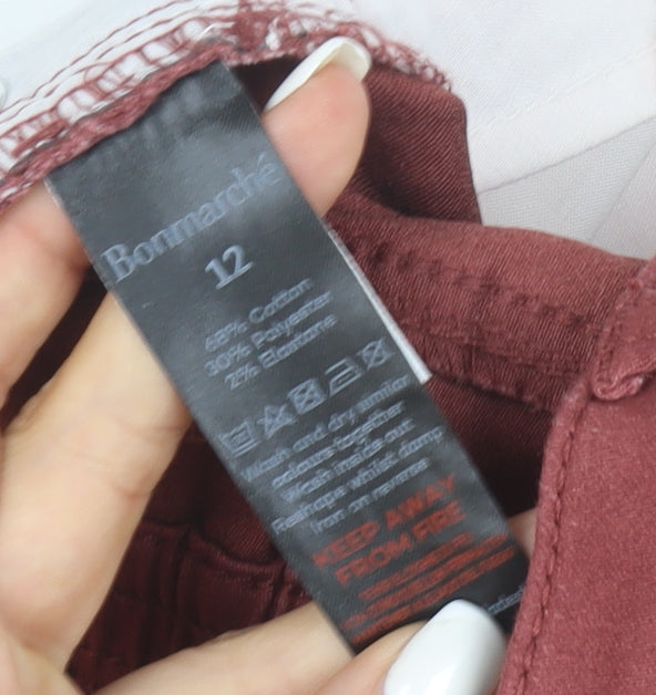 Bonmarche Women’s Brown Straight Jeans Size 12 Elastic Waist