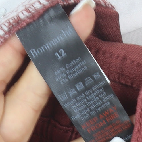 Bonmarche Women’s Brown Straight Jeans Size 12 Elastic Waist