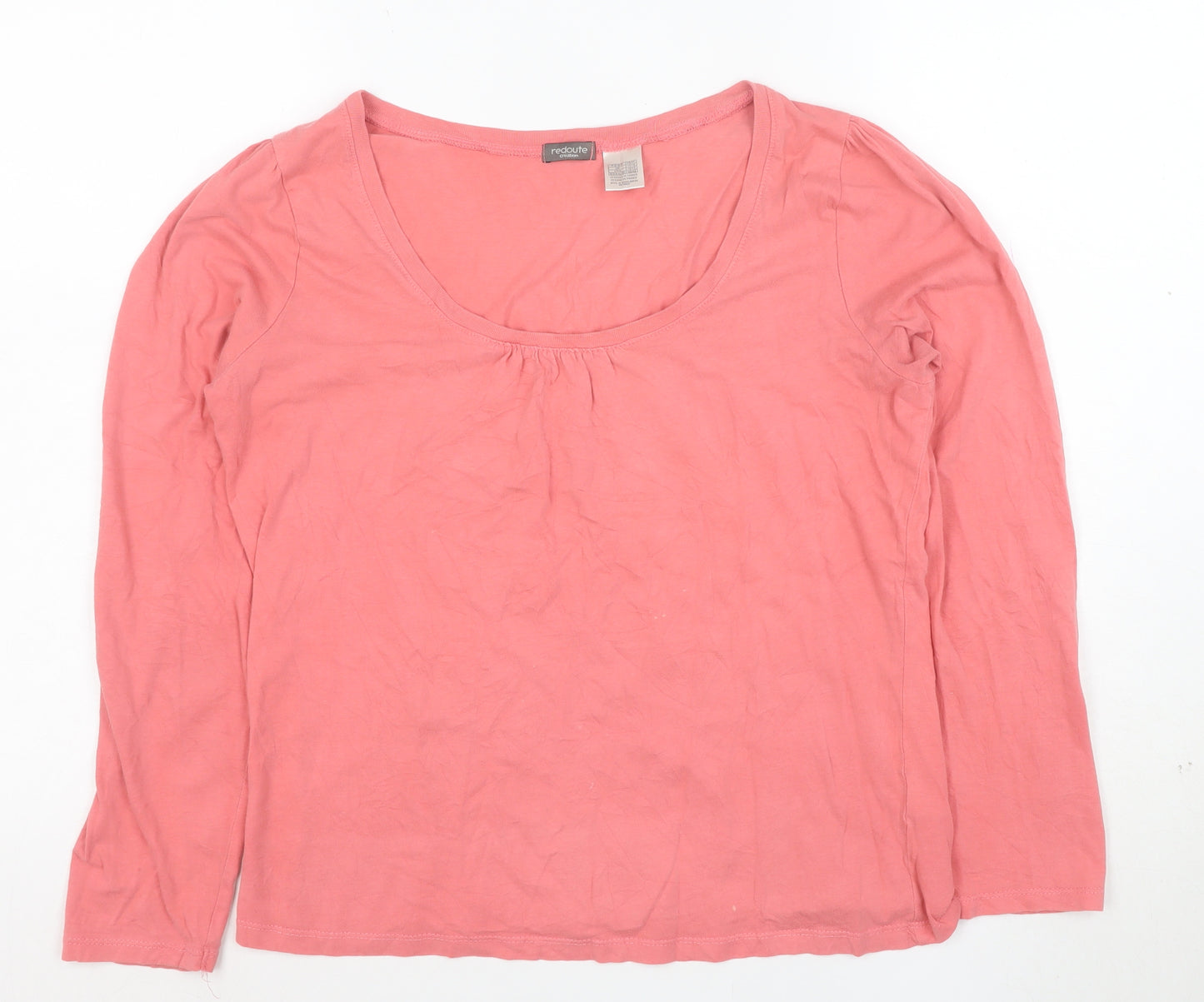 La Redoute Women’s Pink Cotton Long Sleeve Scoop Neck Top Size 12