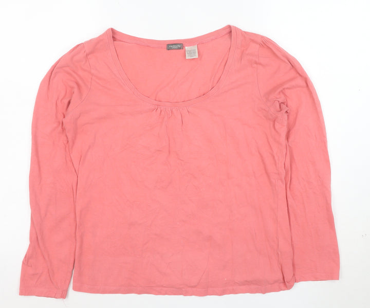La Redoute Women’s Pink Cotton Long Sleeve Scoop Neck Top Size 12