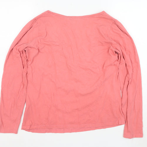 La Redoute Women’s Pink Cotton Long Sleeve Scoop Neck Top Size 12