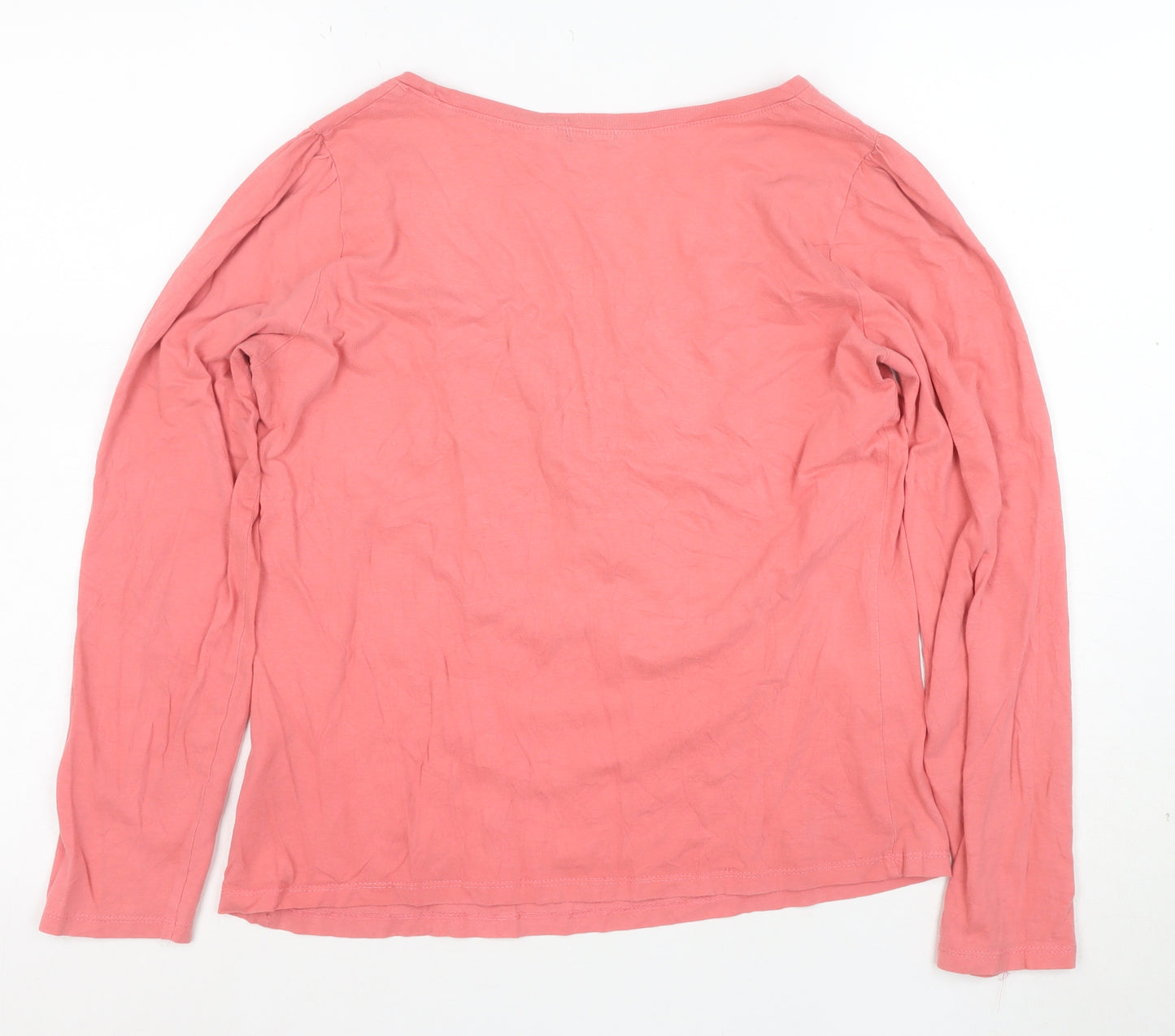 La Redoute Women’s Pink Cotton Long Sleeve Scoop Neck Top Size 12