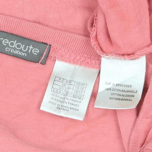 La Redoute Women’s Pink Cotton Long Sleeve Scoop Neck Top Size 12