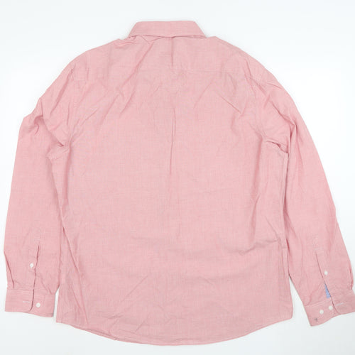 Marks and Spencer Men's Pink Button-Down Long Sleeve Cotton Shirt XL