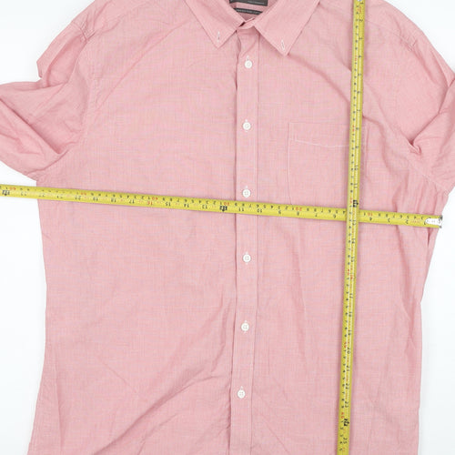 Marks and Spencer Men's Pink Button-Down Long Sleeve Cotton Shirt XL
