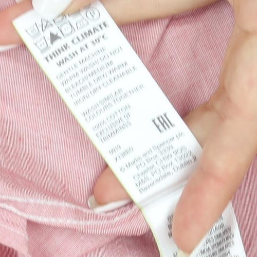 Marks and Spencer Men's Pink Button-Down Long Sleeve Cotton Shirt XL