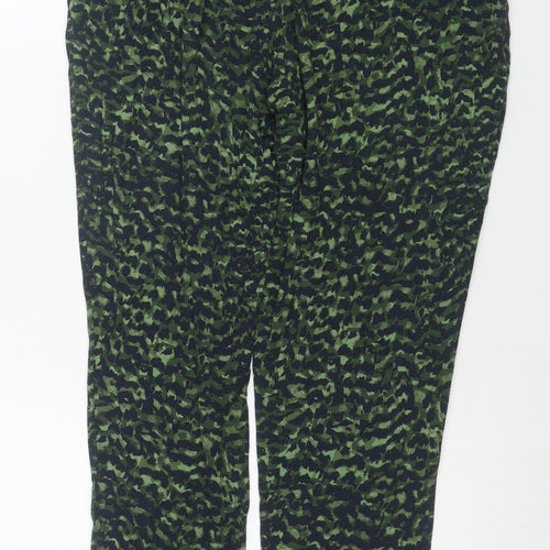 Marks and Spencer Womens Green Camouflage Viscose Jogger Trousers Size 12