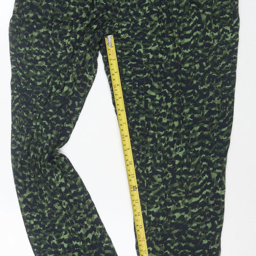 Marks and Spencer Womens Green Camouflage Viscose Jogger Trousers Size 12
