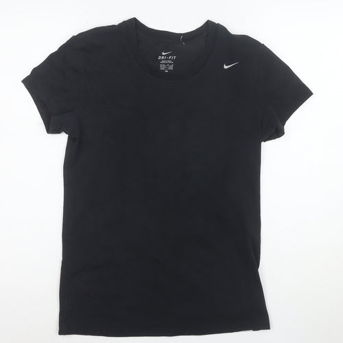 Nike Women's Black Dri-Fit T-Shirt Size M Crew Neck Sports Top