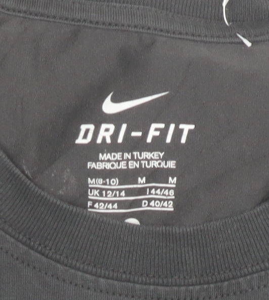 Nike Women's Black Dri-Fit T-Shirt Size M Crew Neck Sports Top