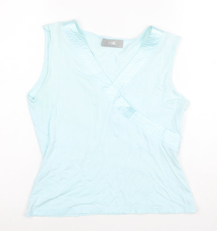 Wallis Women’s Blue Wrap Sleeveless V-Neck Tank Top Size 14