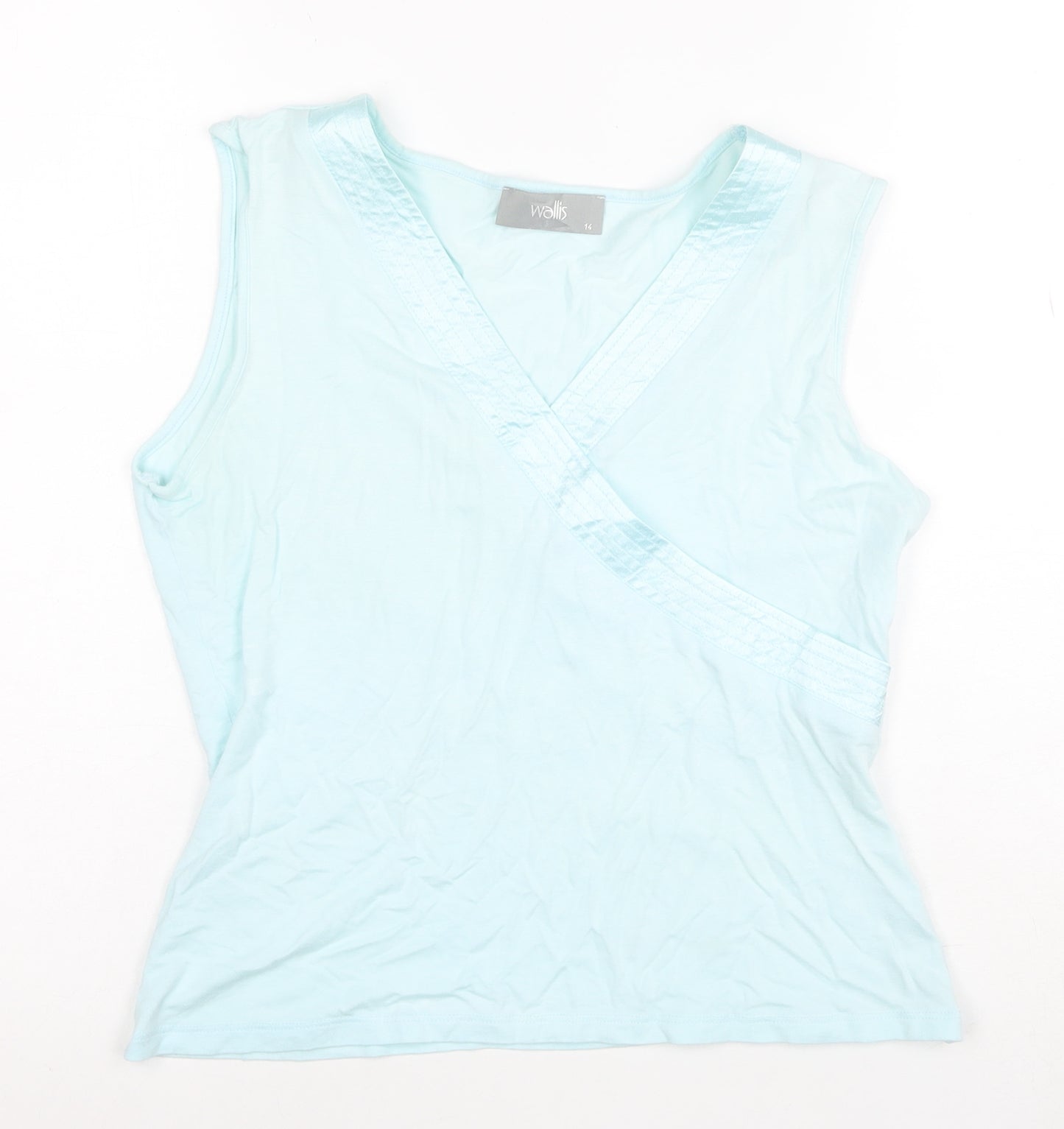 Wallis Women’s Blue Wrap Sleeveless V-Neck Tank Top Size 14