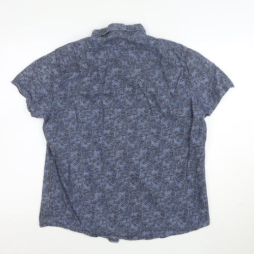 F&F Men’s Blue Cotton Short Sleeve Button-Up Shirt L