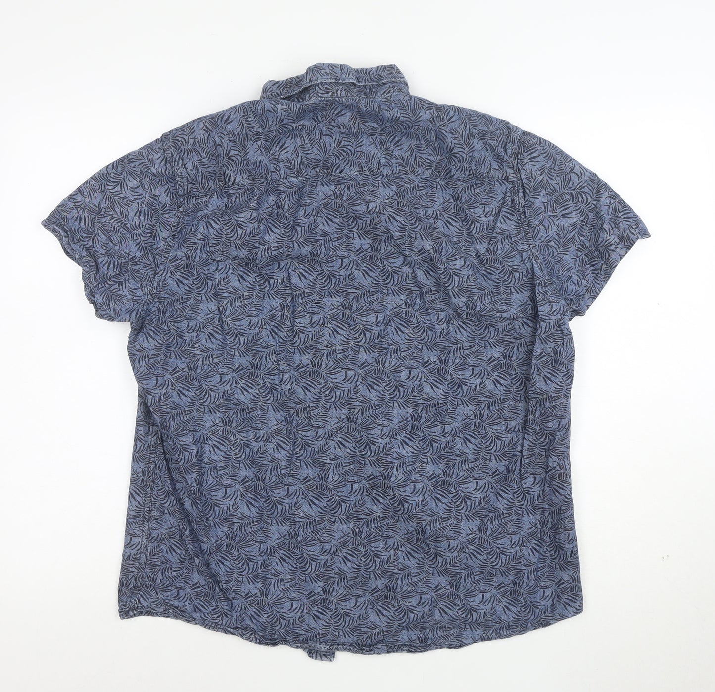 F&F Men’s Blue Cotton Short Sleeve Button-Up Shirt L