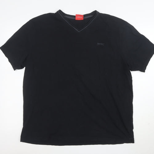 Slazenger Men's Black 2XL V-Neck Cotton T-Shirt