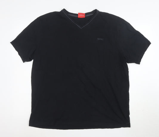 Slazenger Men's Black 2XL V-Neck Cotton T-Shirt