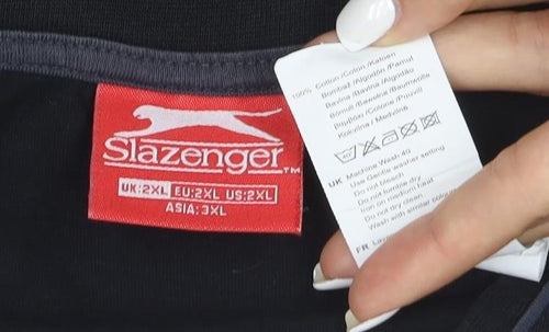 Slazenger Men's Black 2XL V-Neck Cotton T-Shirt