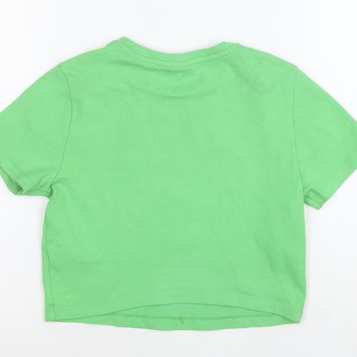 Disney Women’s Green Mickey Mouse Cropped T-Shirt Size M 12/14