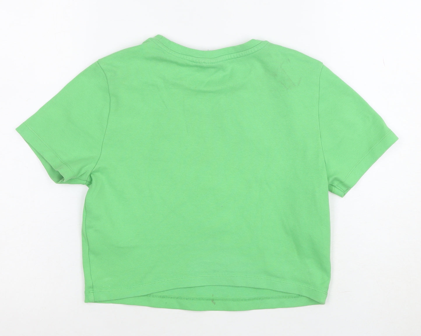 Disney Women’s Green Mickey Mouse Cropped T-Shirt Size M 12/14