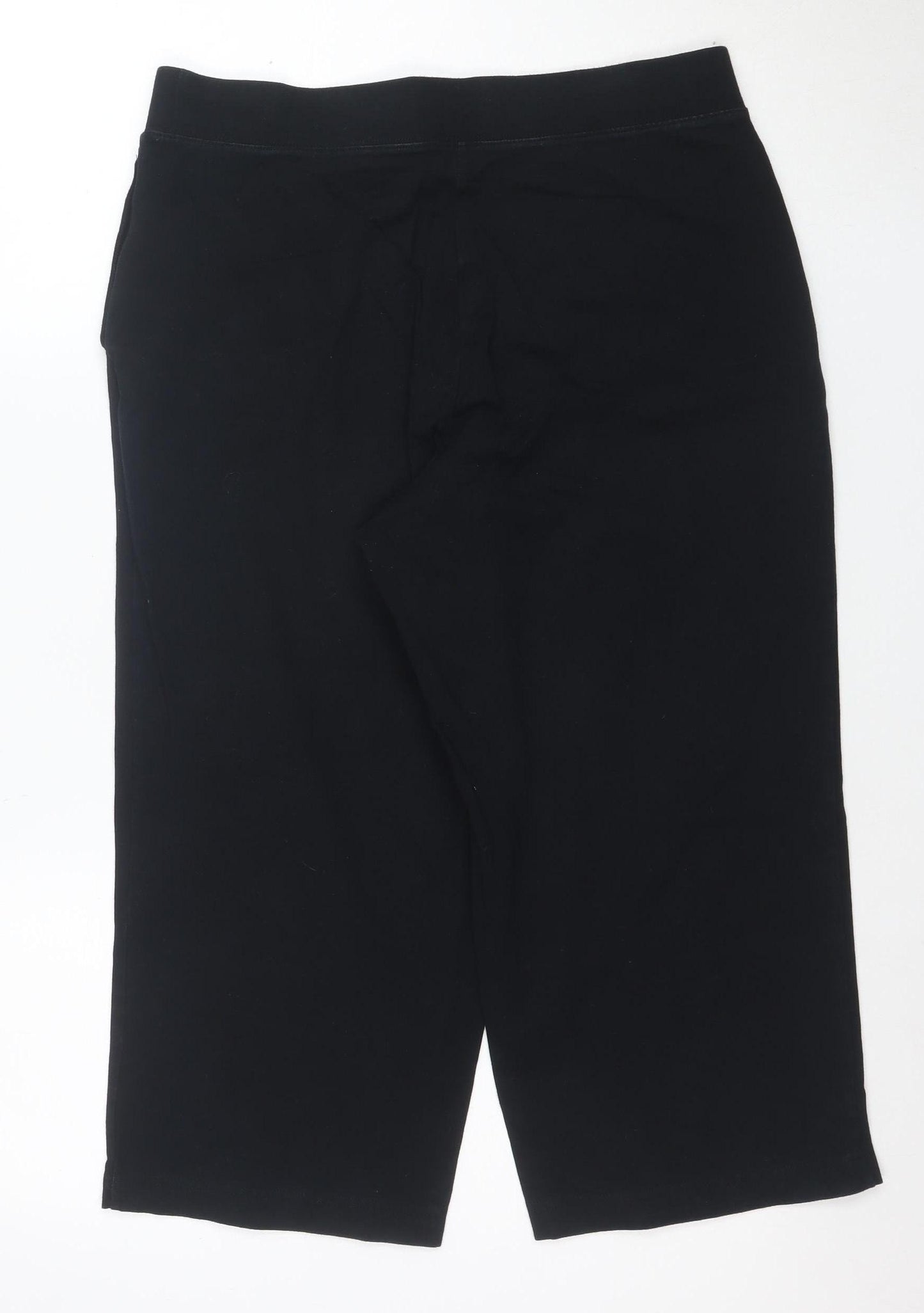 Karen Scott Women Black Capri Activewear Trousers M Cotton Stretch