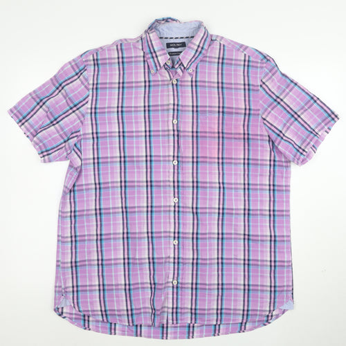 Wolsey Men's Multicoloured Check Short Sleeve Button-Up Shirt L