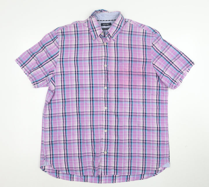 Wolsey Men's Multicoloured Check Short Sleeve Button-Up Shirt L