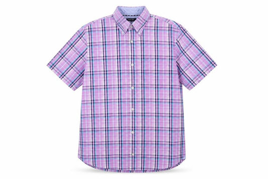 Front view of Wolsey Men's Multicoloured Check Short Sleeve Button-Up Shirt L