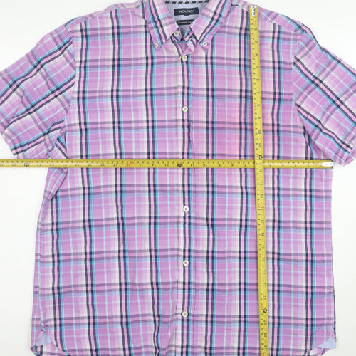Wolsey Men's Multicoloured Check Short Sleeve Button-Up Shirt L