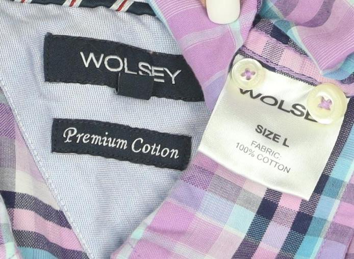 Wolsey Men's Multicoloured Check Short Sleeve Button-Up Shirt L