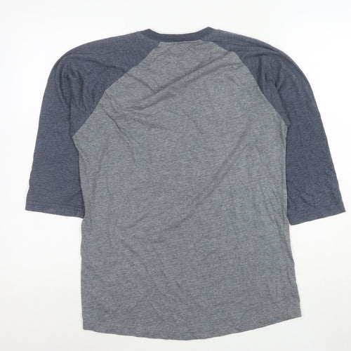 Vans Men's Grey 3/4 Sleeve Crew Neck Graphic T-Shirt M
