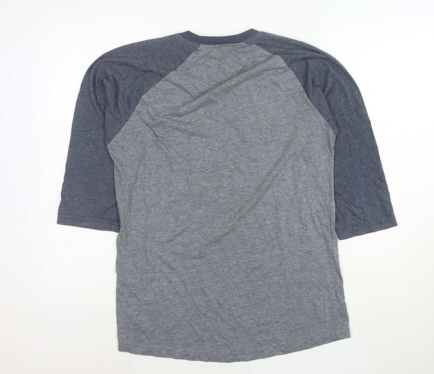 Vans Men's Grey 3/4 Sleeve Crew Neck Graphic T-Shirt M