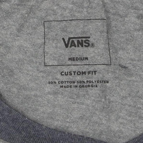 Vans Men's Grey 3/4 Sleeve Crew Neck Graphic T-Shirt M