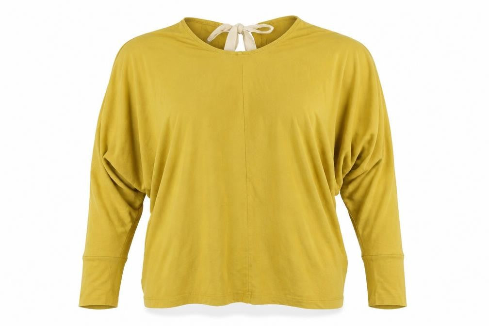 Front view of Reiss Women's Yellow Cotton Elastane Tunic Blouse, size S