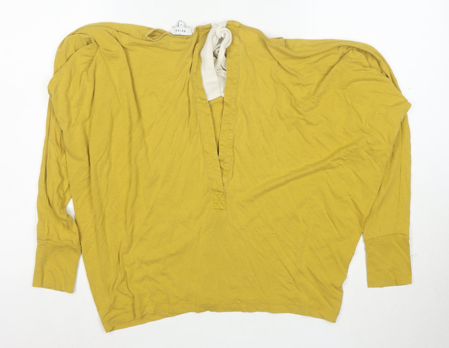 Reiss Women's Yellow Cotton Elastane Tunic Blouse Size S