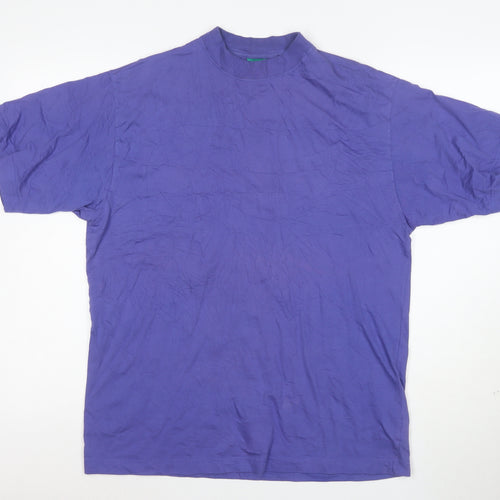 Canda Men's Purple Cotton Crew Neck Short Sleeve T-Shirt M