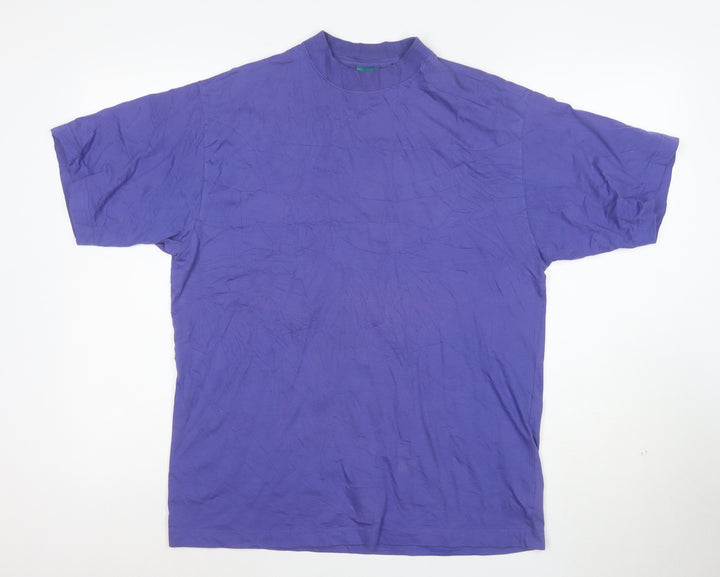 Canda Men's Purple Cotton Crew Neck Short Sleeve T-Shirt M
