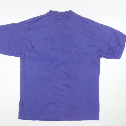 Canda Men's Purple Cotton Crew Neck Short Sleeve T-Shirt M