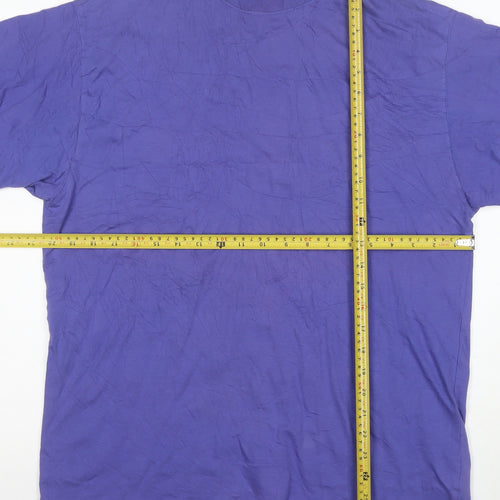 Canda Men's Purple Cotton Crew Neck Short Sleeve T-Shirt M
