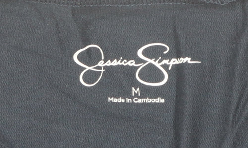 Jessica Simpson Women Blue V-Neck Quote T-Shirt Size M