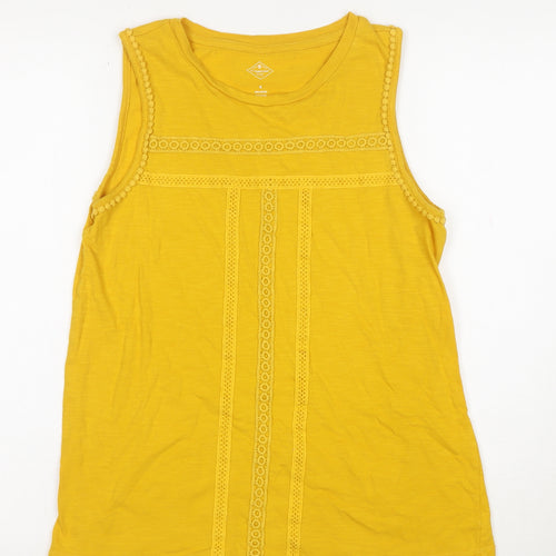 St. John's Bay Women's Yellow Crochet Trim Cotton Tank Top S