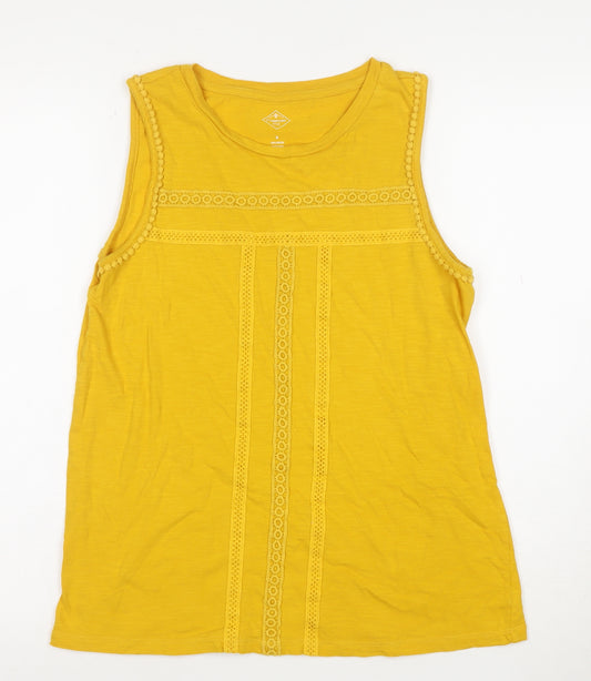 St. John's Bay Women's Yellow Crochet Trim Cotton Tank Top S